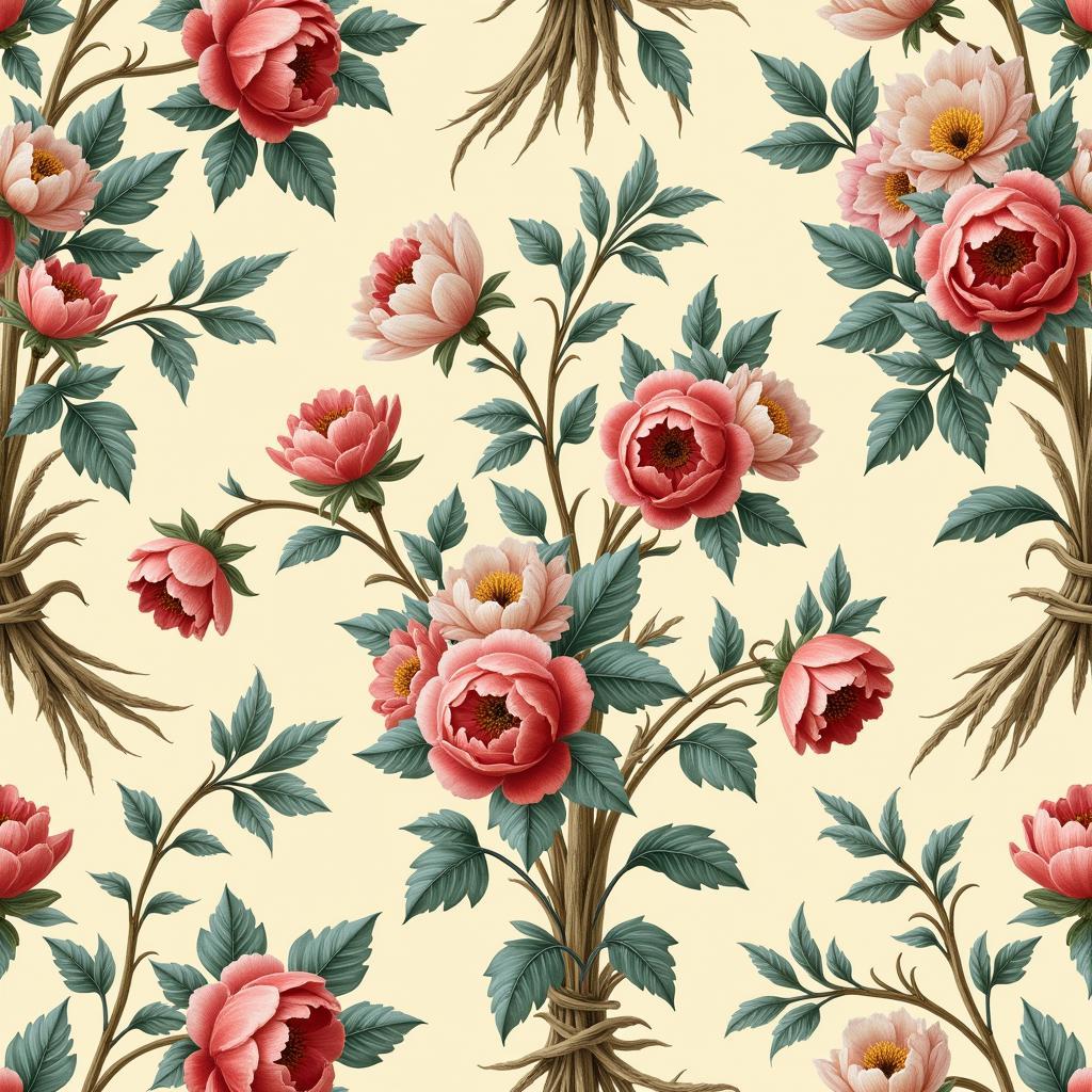 Floral patterns on 18th-century wallpaper