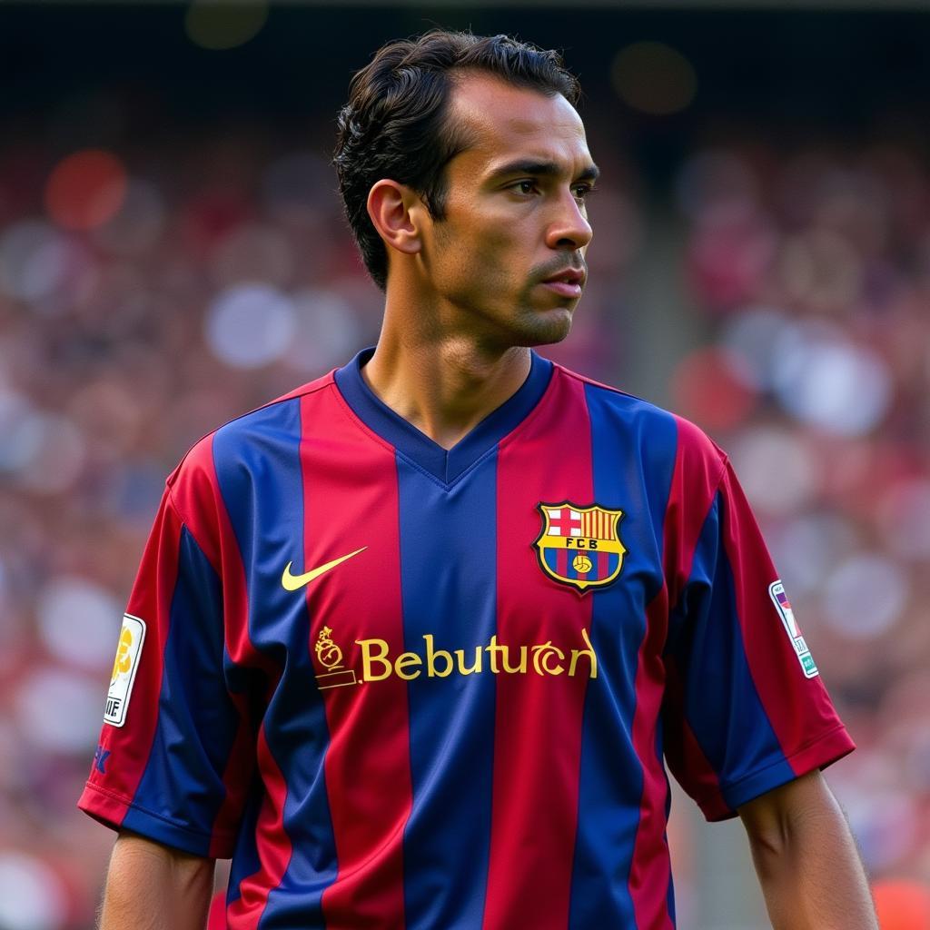 2001 Barcelona Jersey worn by Rivaldo during a match