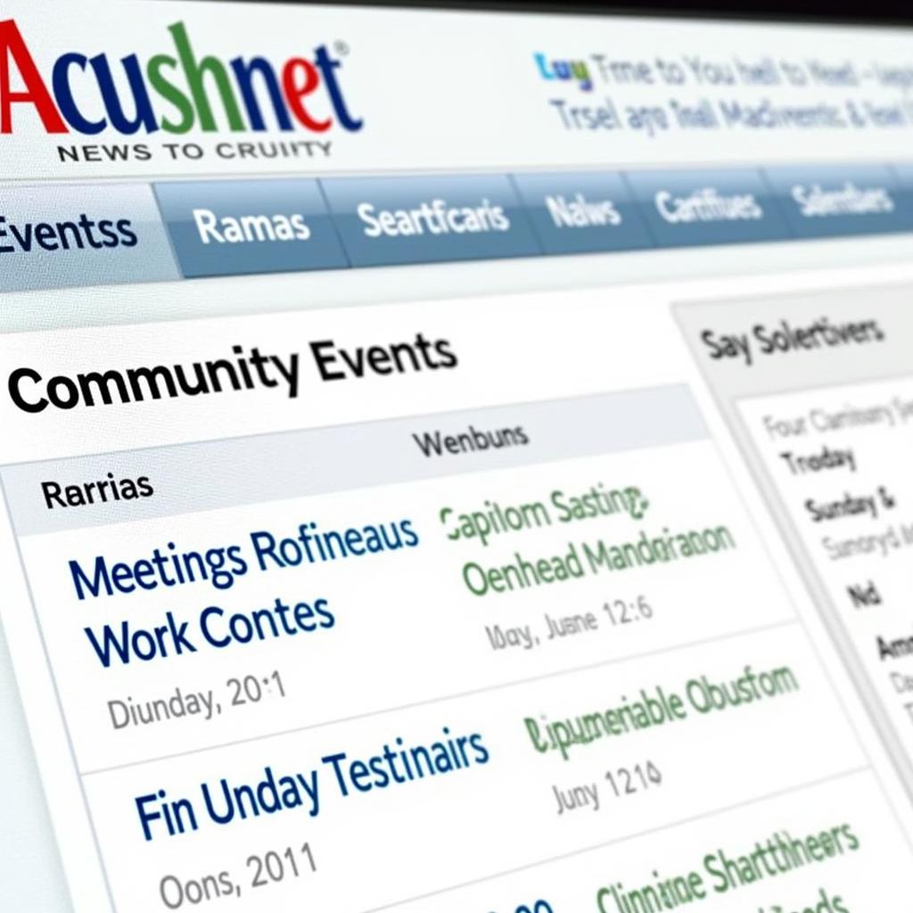 Acushnet Newspaper Community Events Calendar