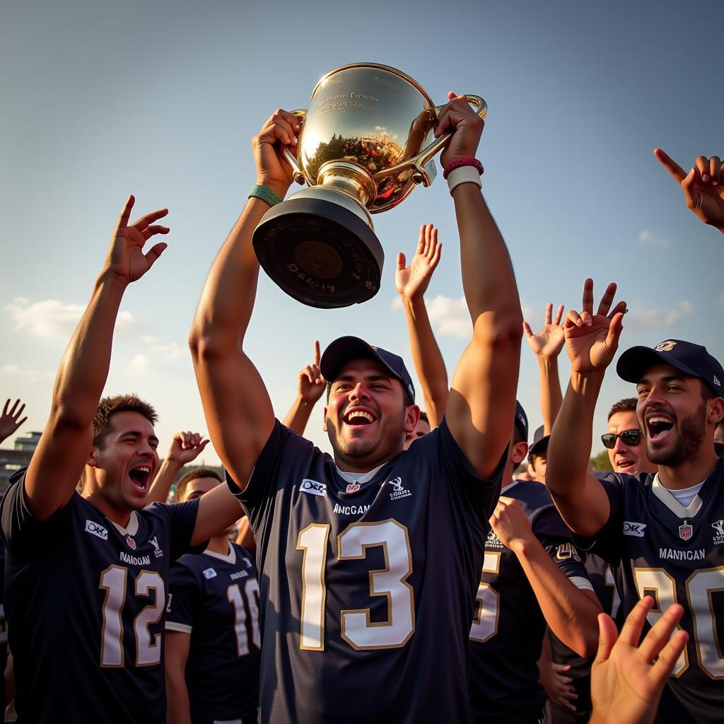 Andrew Willis holding a championship trophy