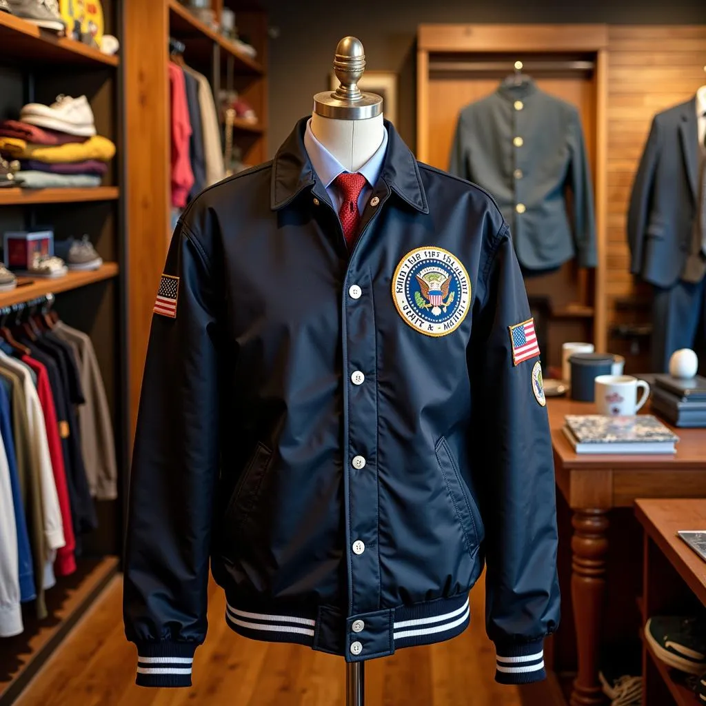 Dead Presidents Jacket displayed in a vintage store