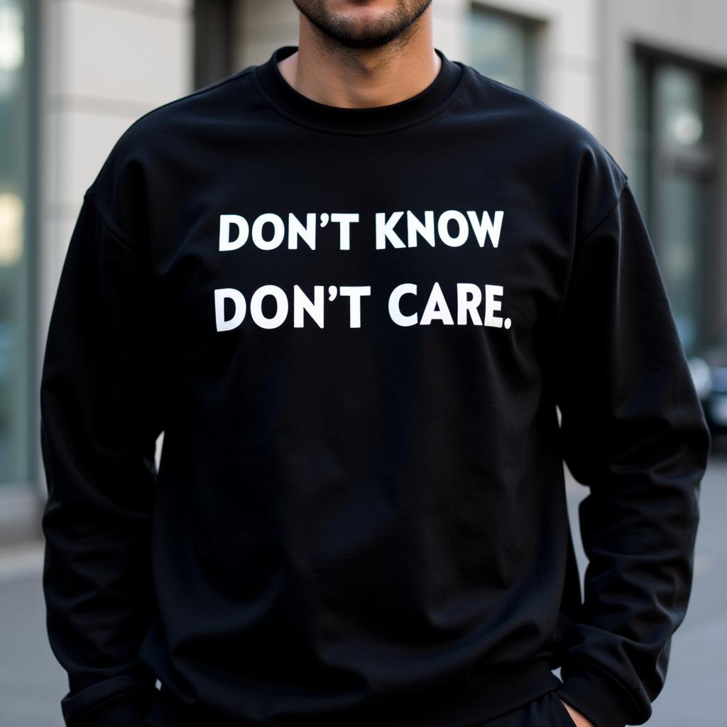 Áo sweatshirt "Don't Know Don't Care" màu đen