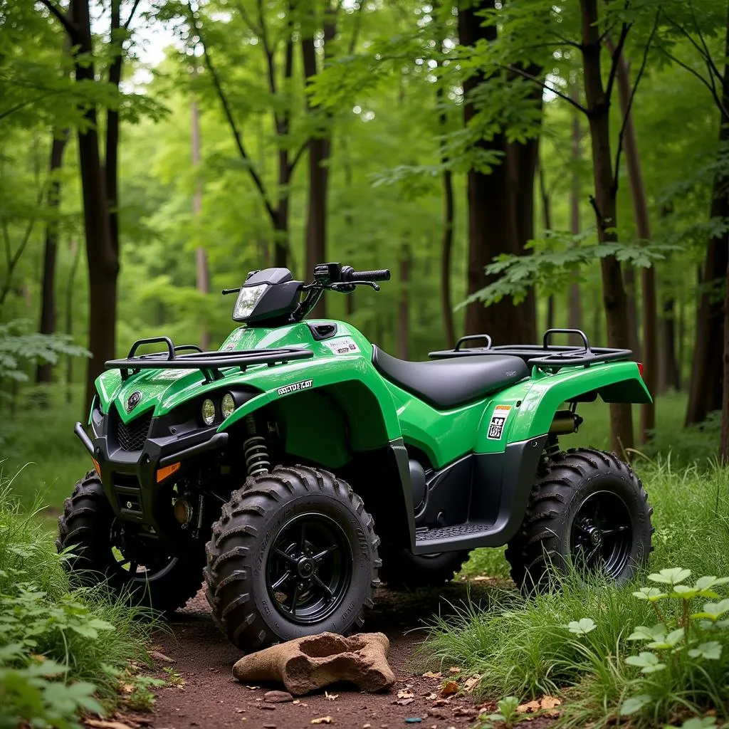 Arctic Cat Green ATV in the Forest