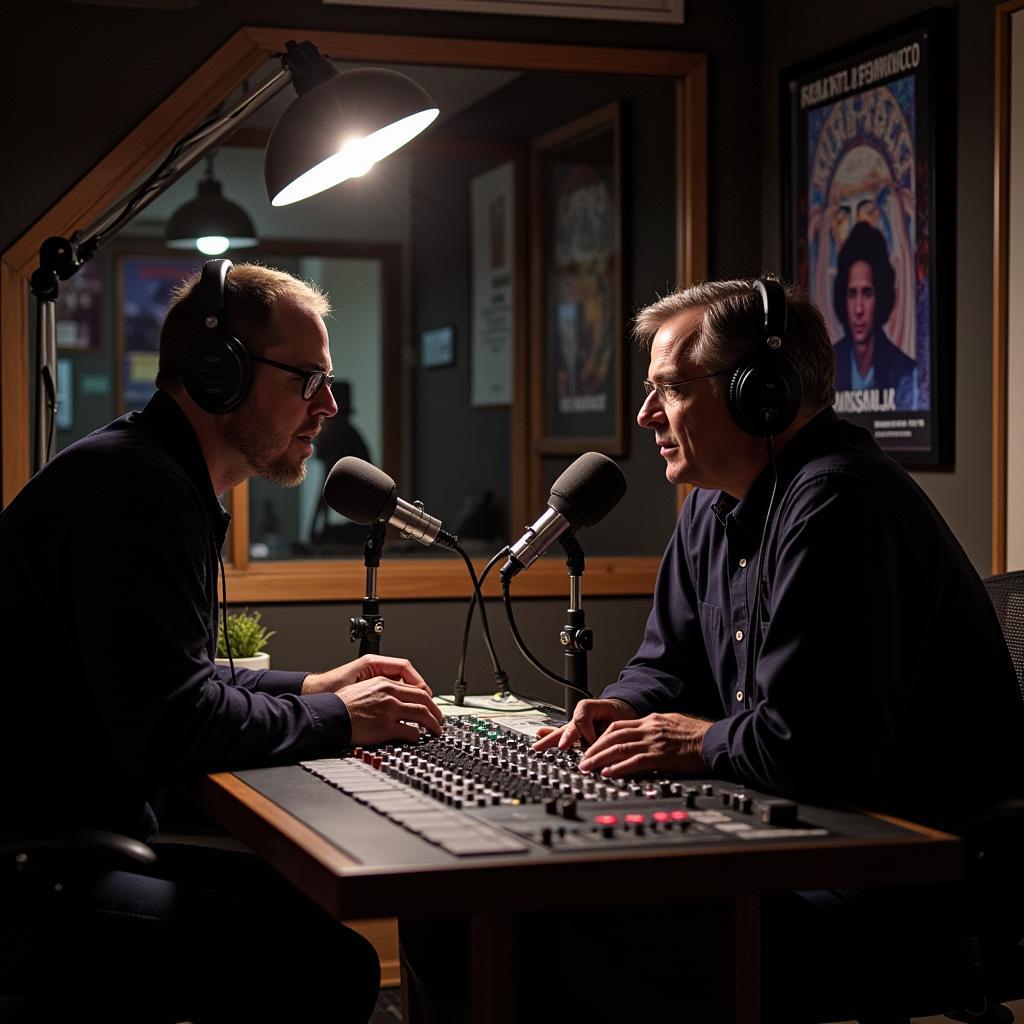 Art Bell interviewing a guest about paranormal phenomena on his radio show.