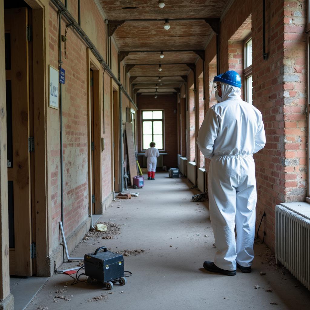 Asbestos surveyor in Bury conducting an inspection