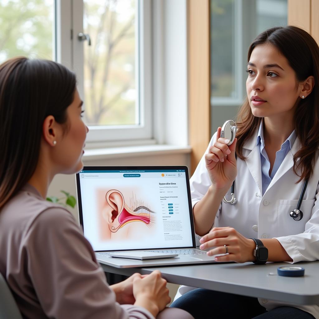 Audiologist Educating a Patient About Hearing Aids