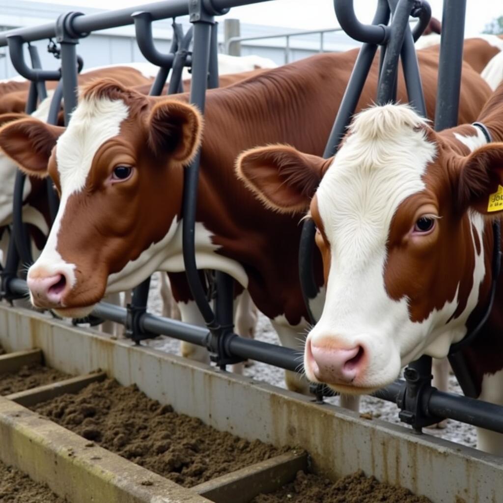 Cows lining up for automated milking