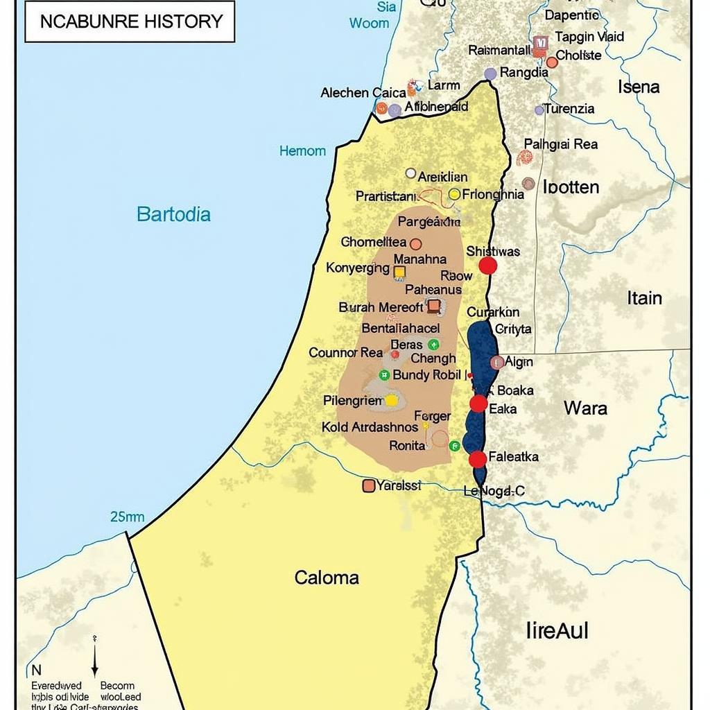 Bản đồ minh họa lãnh thổ tranh chấp giữa Israel và Palestine qua các thời kỳ