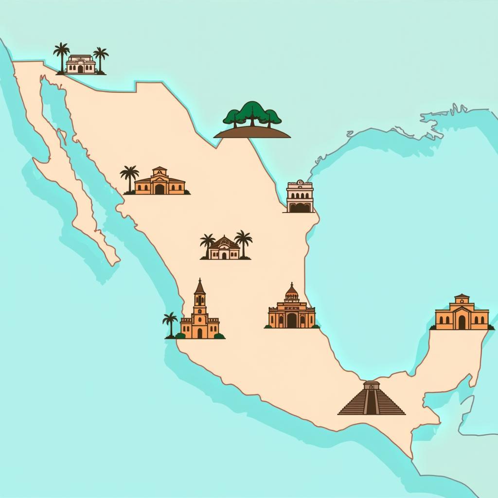 Bản đồ Mexico với các điểm du lịch nổi bật