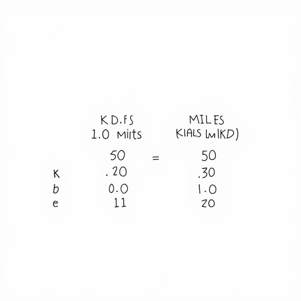 Bảng chuyển đổi dặm sang km