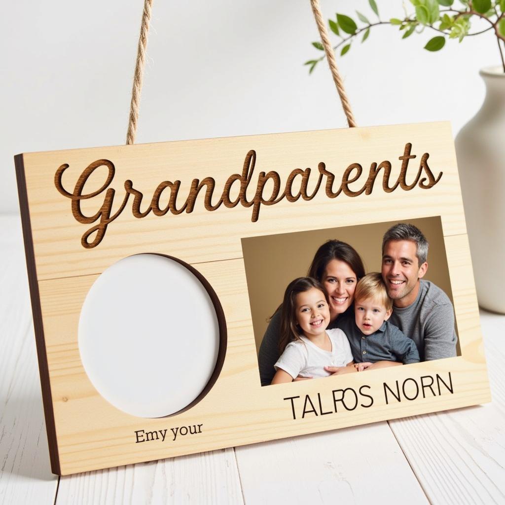 Personalized Wooden Sign with Family Picture for Grandparents