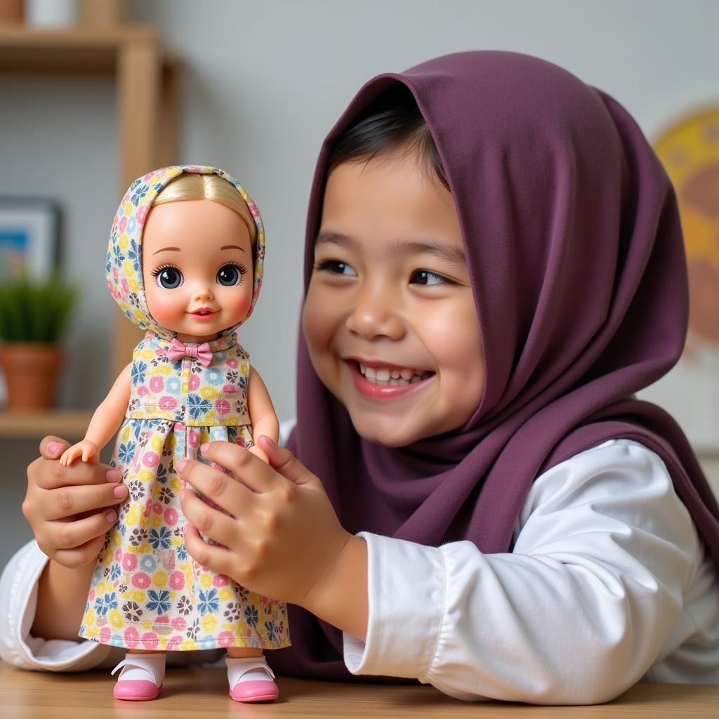 Bé gái chơi búp bê hijab