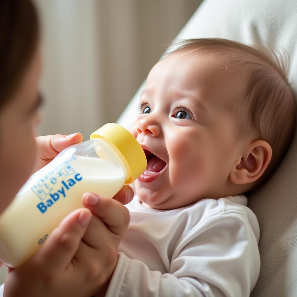 Bé uống sữa Leche Babylac