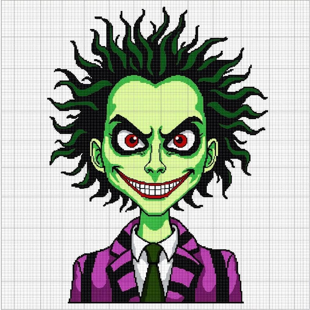 Beetlejuice embroidery pattern