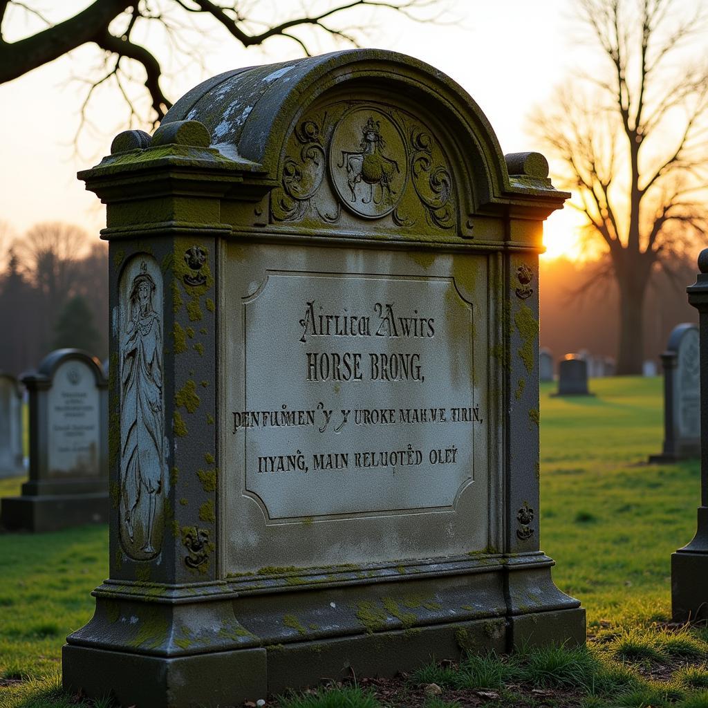 Ancient horse graveyard headstone