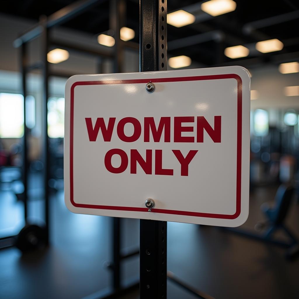 Biển báo Women Only trong phòng gym