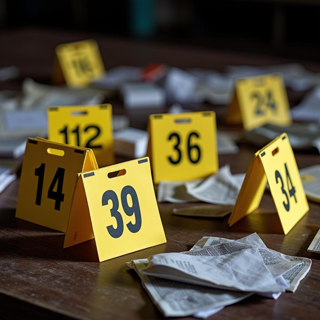 Crime Scene Number Placards at Work