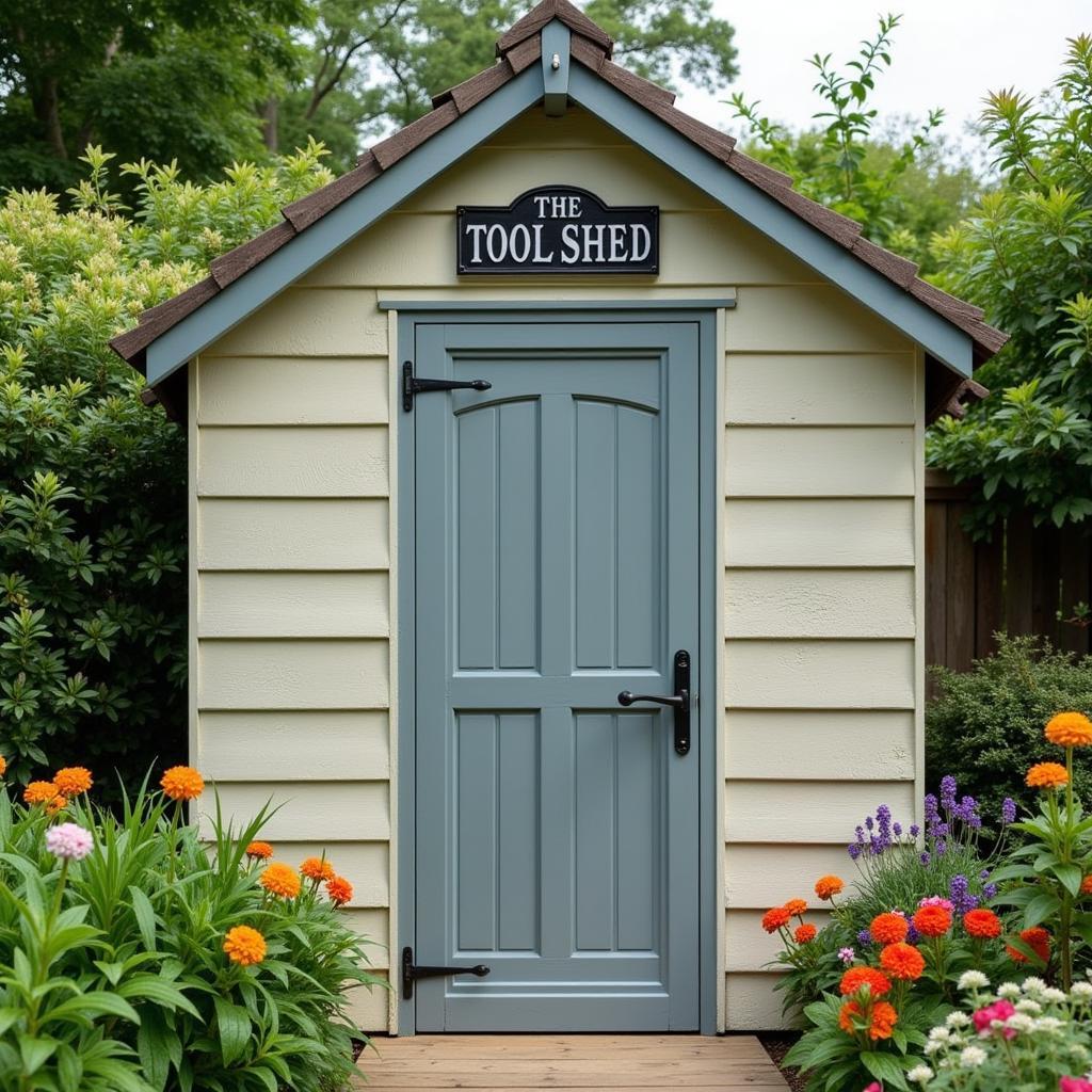 Metal sign for garden shed