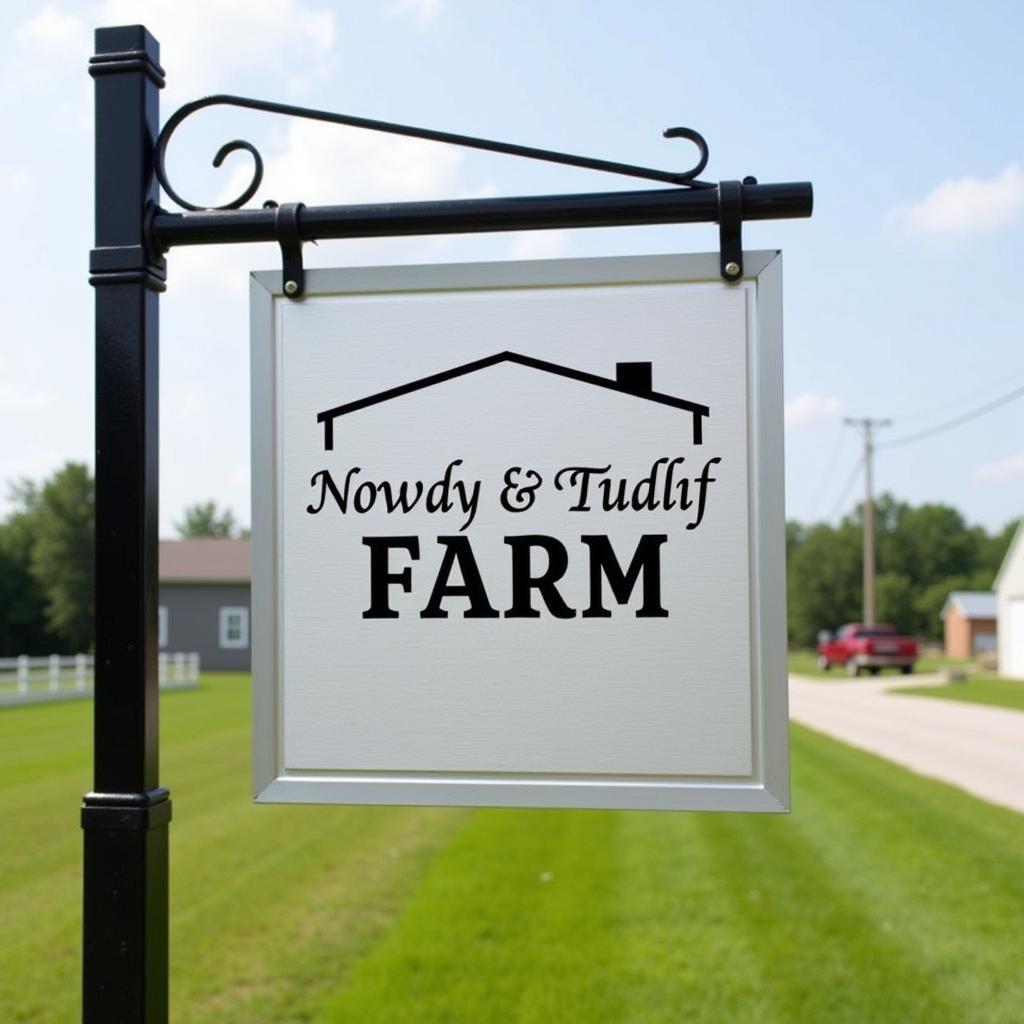 Modern metal farm sign