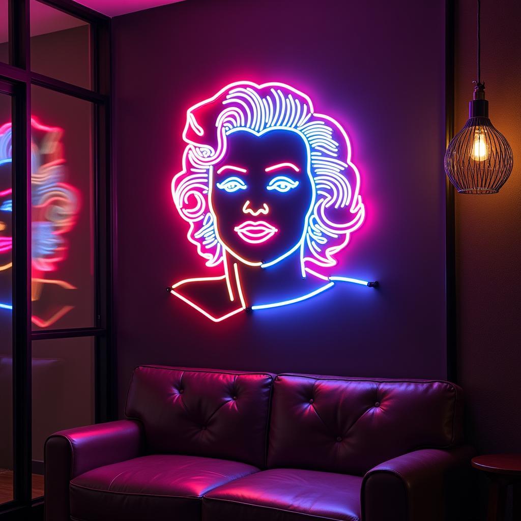 Biển neon Marilyn Monroe hiện đại