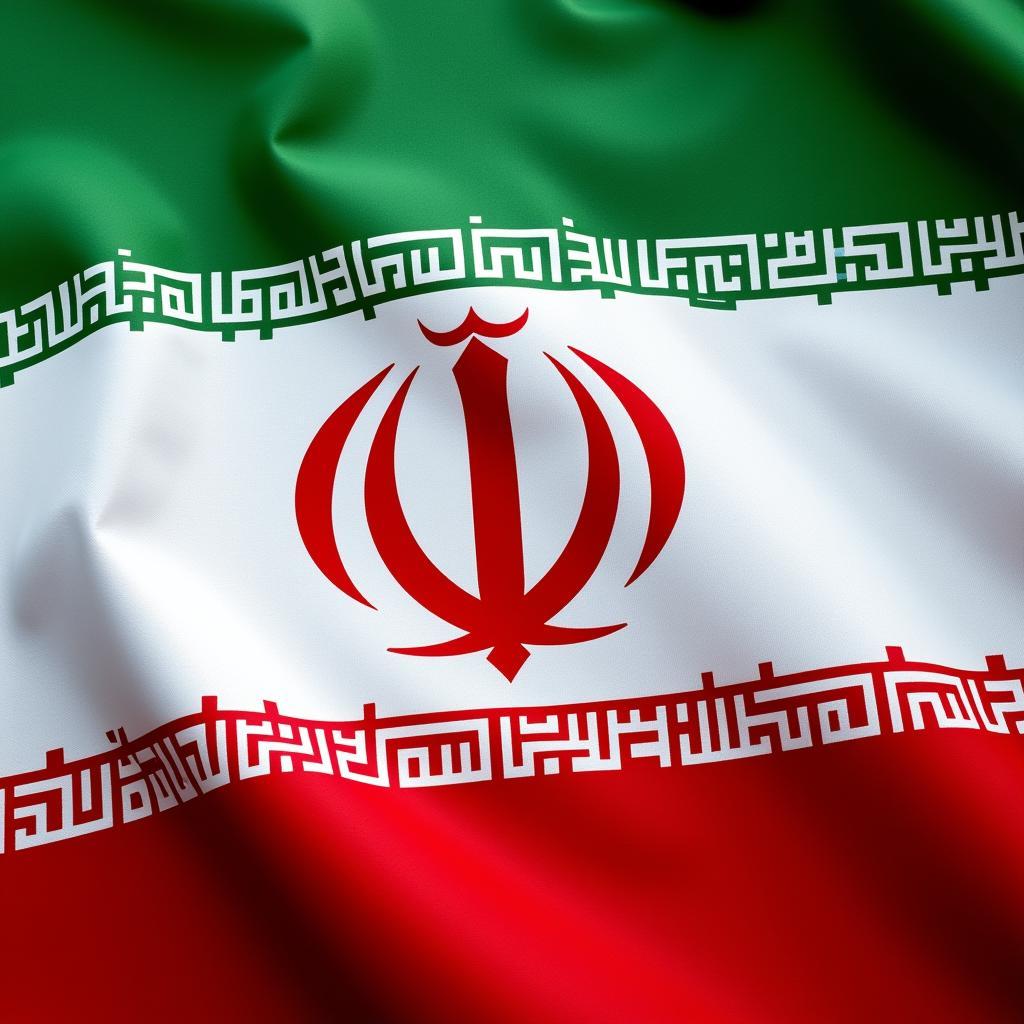 Biểu tượng quốc huy trên lá cờ Iran