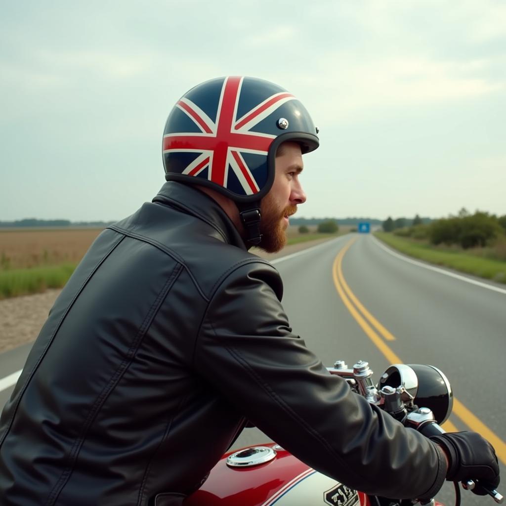 Biker đội mũ bảo hiểm Union Jack crash helmet