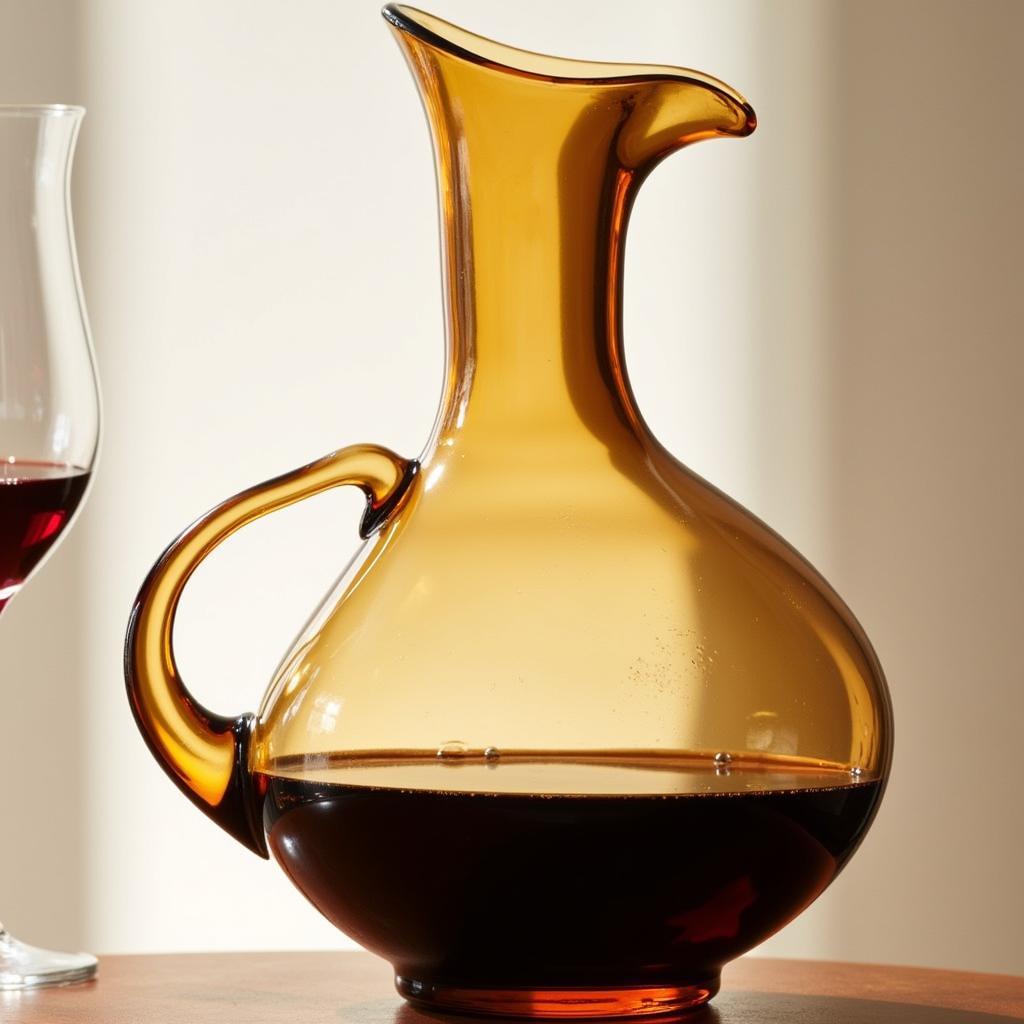 Bình rượu vang Japanese decanter cổ điển, màu hổ phách sang trọng, có mỏ rót được thiết kế đặc biệt giúp kiểm soát dòng chảy của rượu.