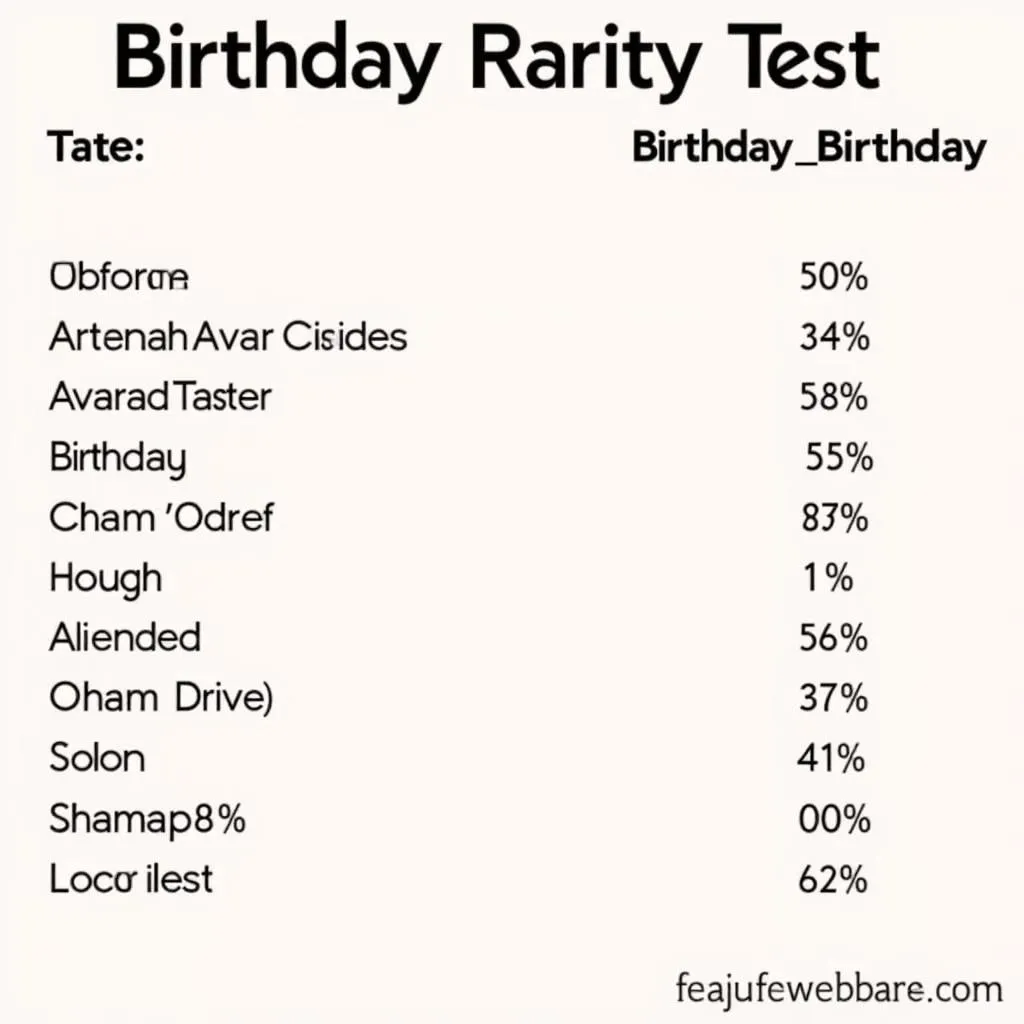 Birthday Rarity Test Results