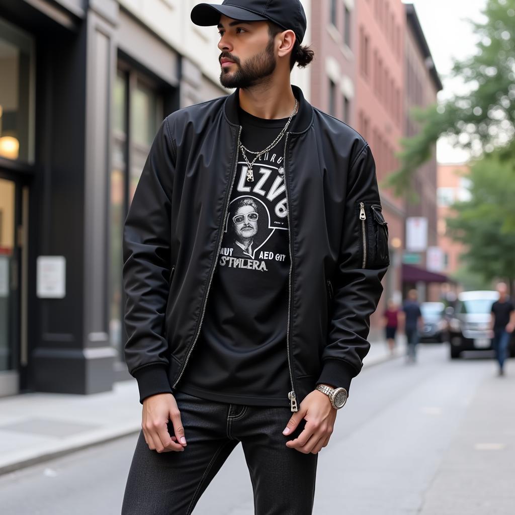 Streetwear outfit featuring black air clothing