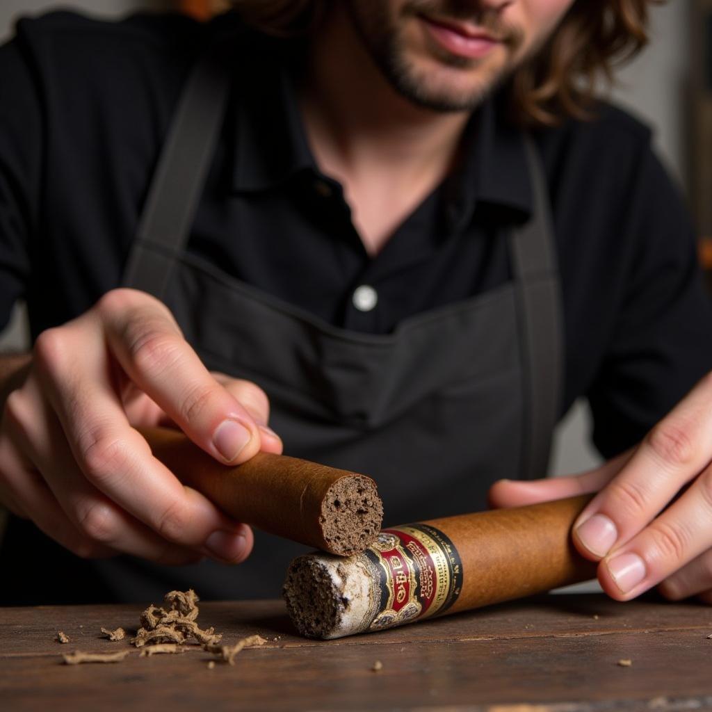 Skilled Torcedor Hand-Rolling a Bloodline Cigar