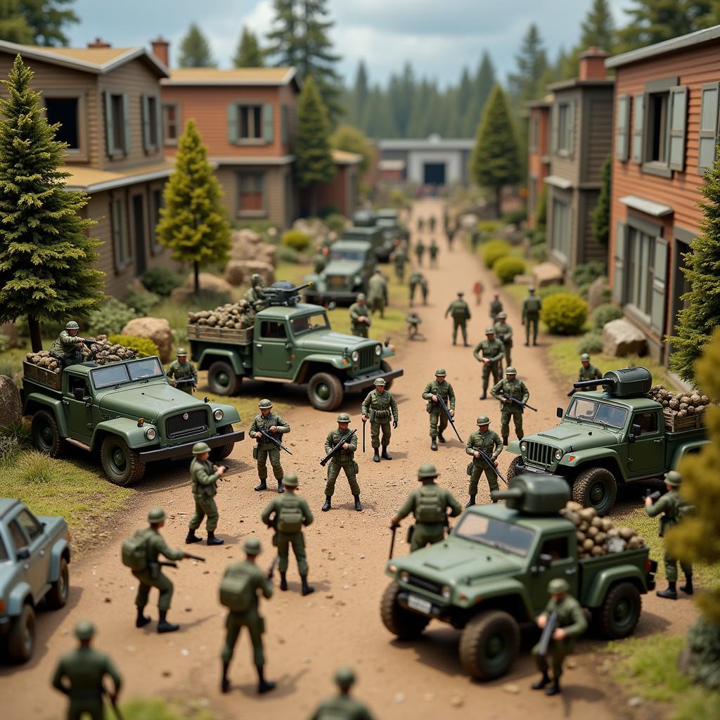 Large-scale military action figure diorama