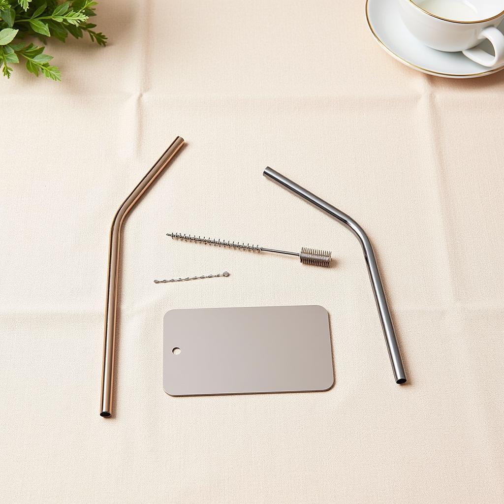 Stainless steel drinking straw set with cleaning brush