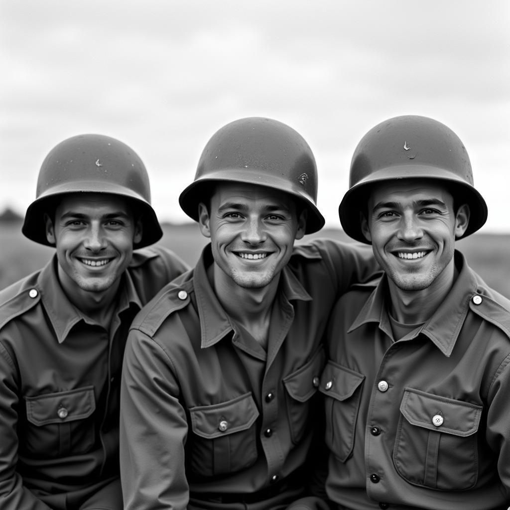 American soldiers wearing steel helmets