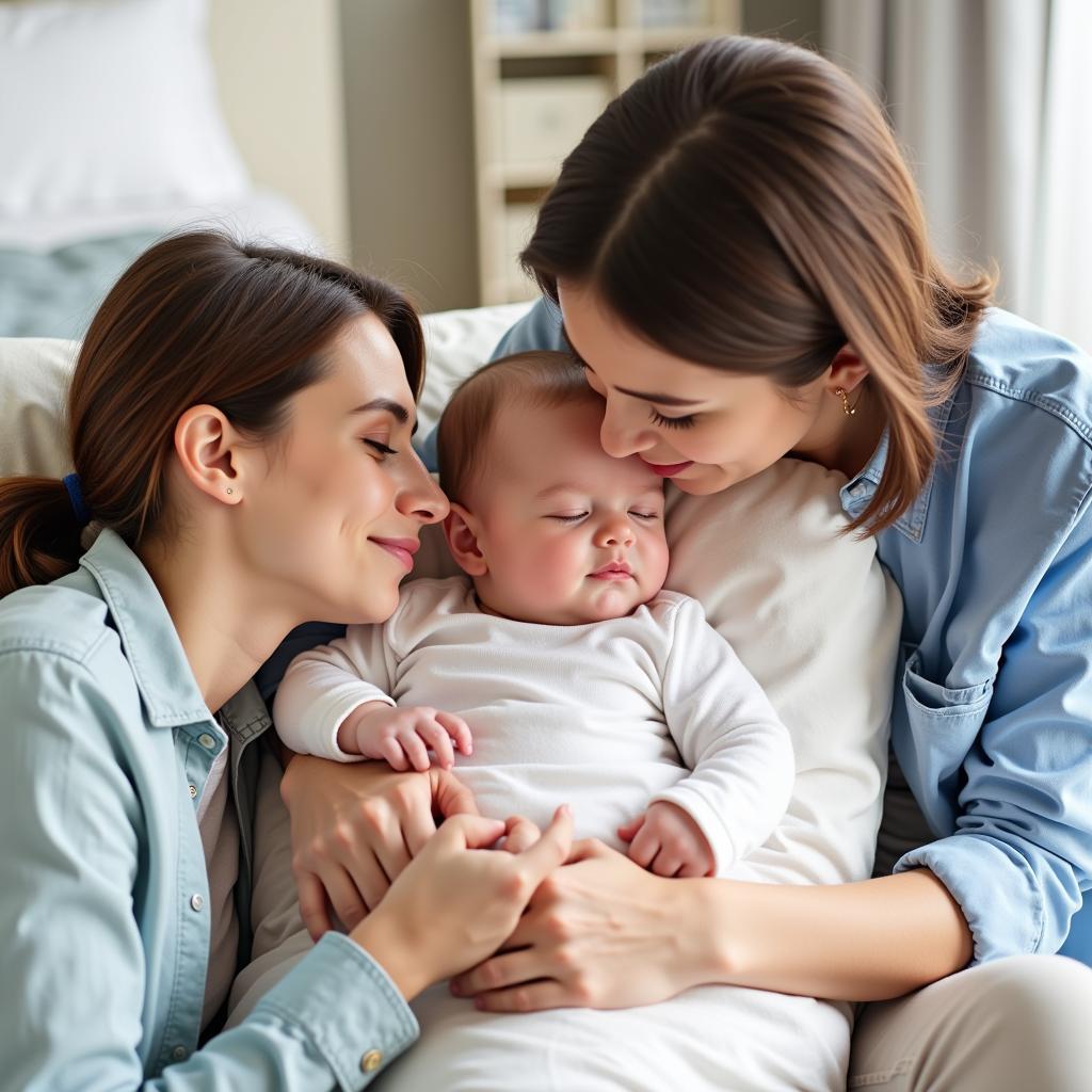 Parents soothing their baby to sleep