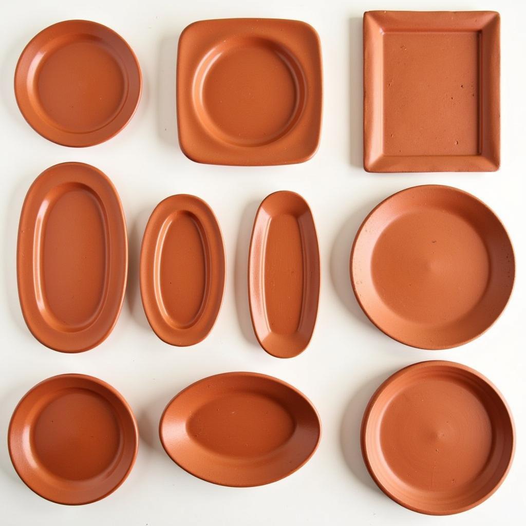 Bộ sưu tập đĩa gốm Mexican terracotta với nhiều kích cỡ và hình dạng khác nhau