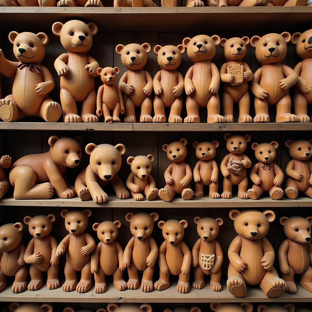 Diverse Collection of Carved Wooden Bears