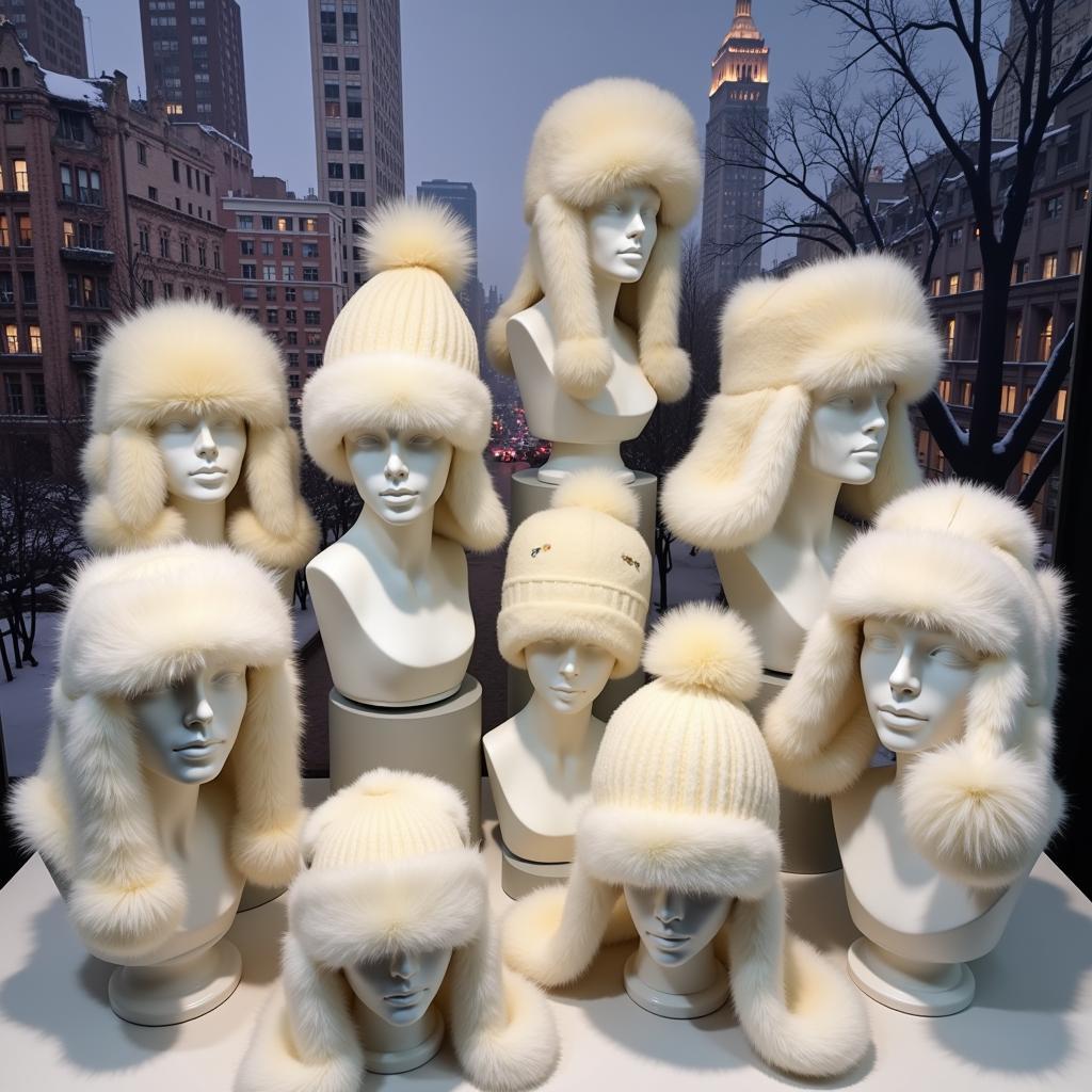 Collection of white Russian fur hats