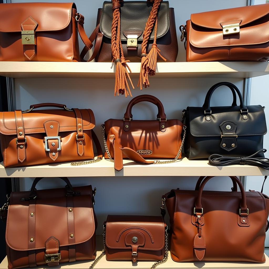 A collection of unique handcrafted leather handbags