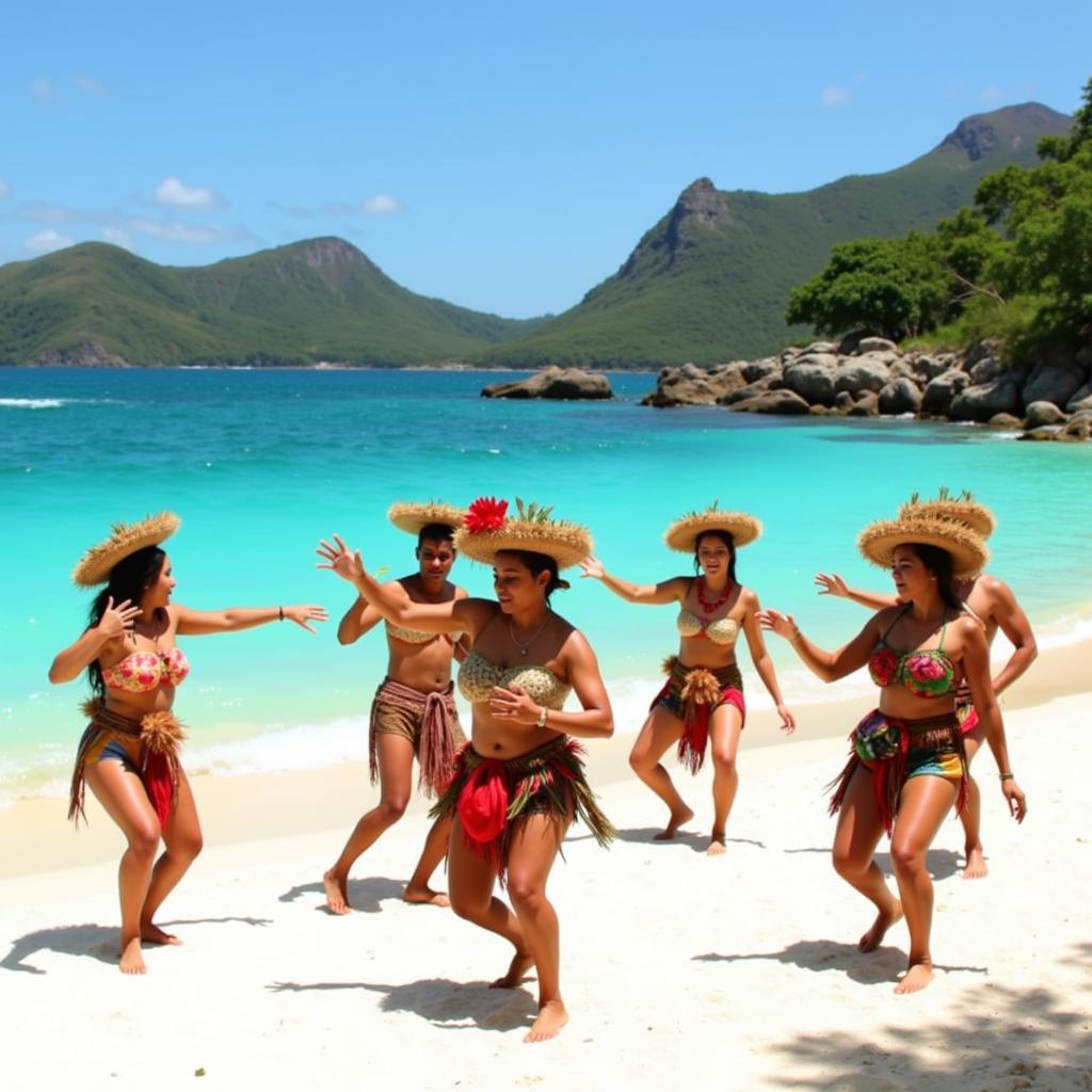 Dancers Performing on a South Pacific Beach