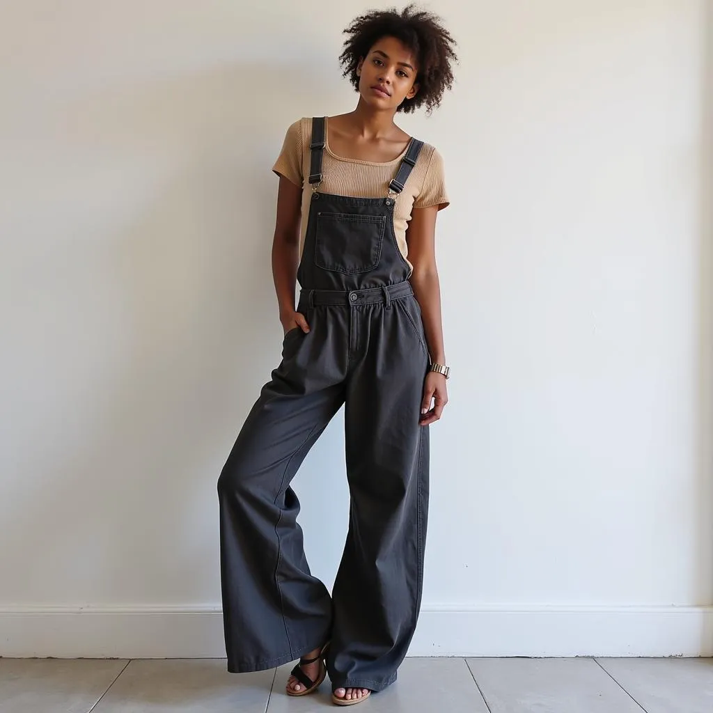 Bomb dungarees phối đồ với áo croptop