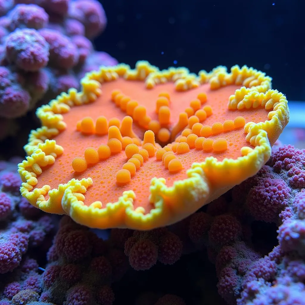 Encrusting sponge covering rock surface in a reef tank