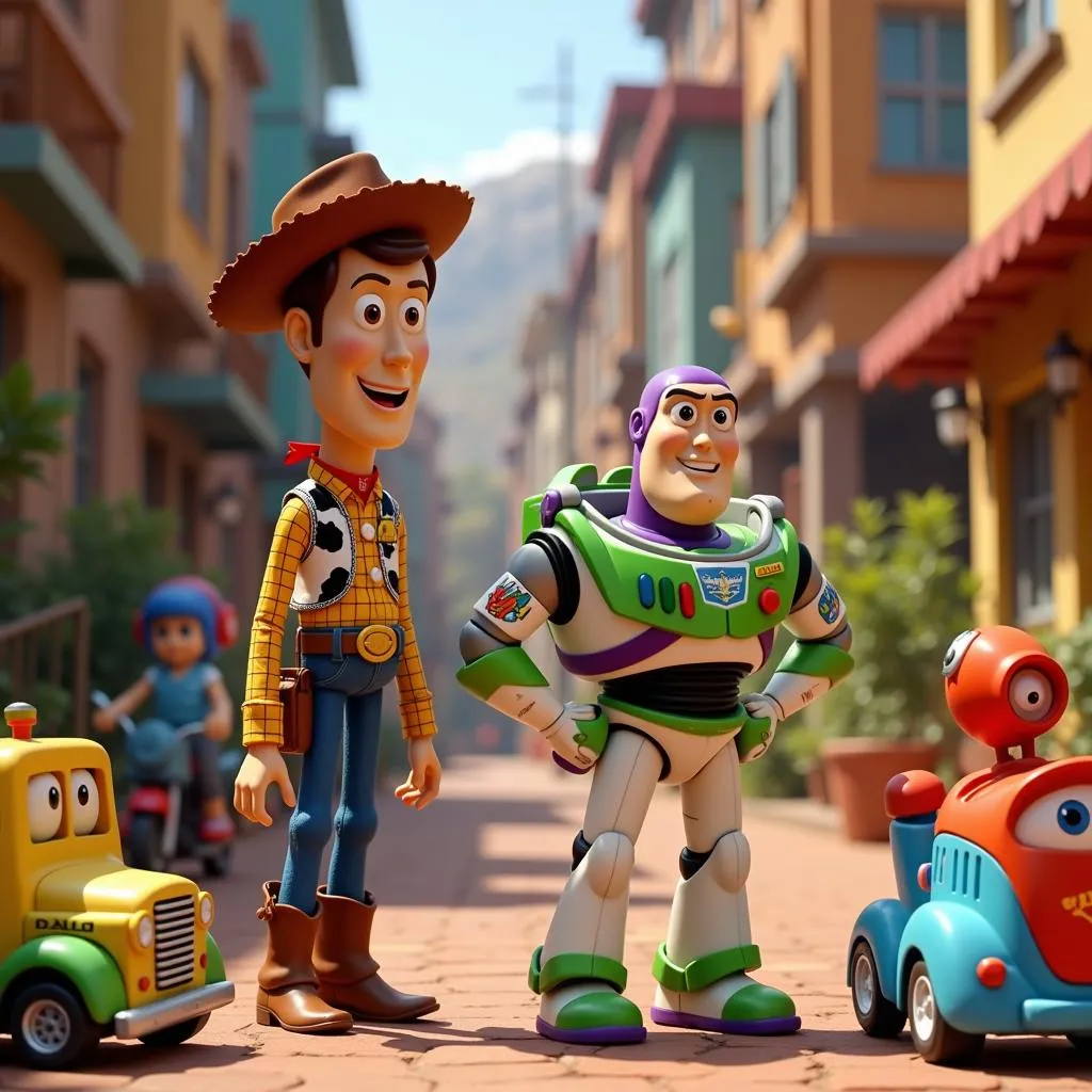 Woody và Buzz Lightyear cùng nhau khám phá thế giới đầy màu sắc của những món đồ chơi biên giới