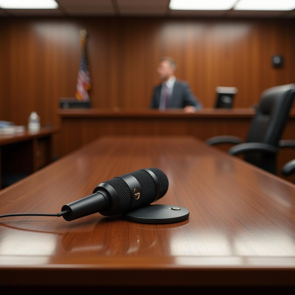 Boundary microphone on courtroom table