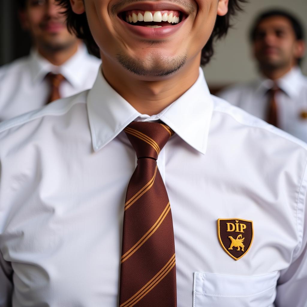 Fan wearing a brown color tie