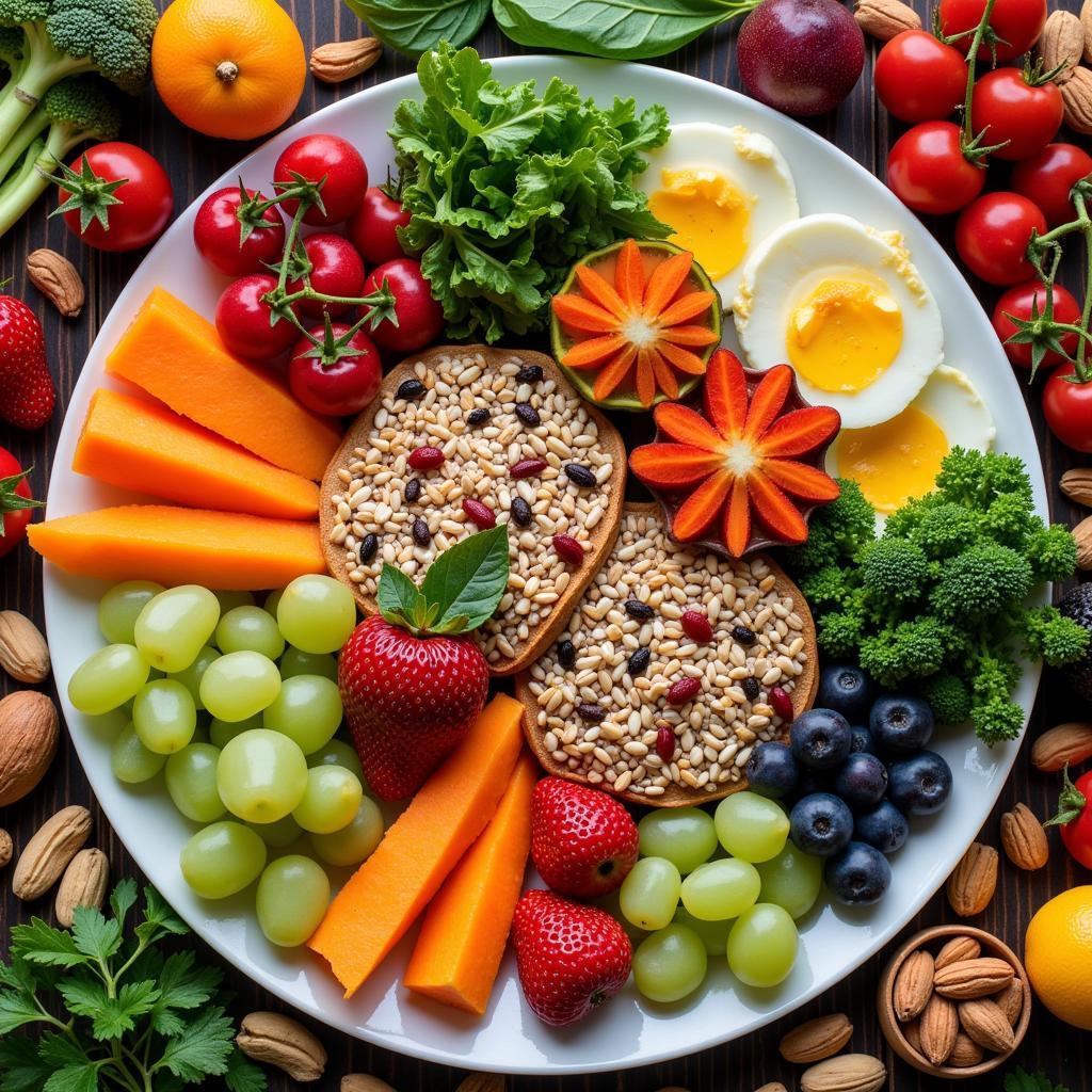 Raw Dinner with Vegetables and Fruits