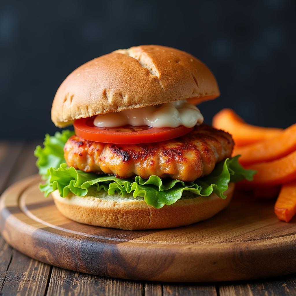 Completed Upcycled Salmon Burger on a Plate