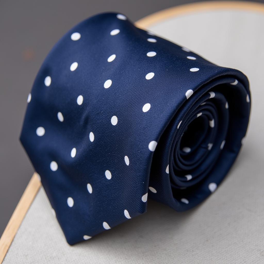 Navy blue tie with polka dots