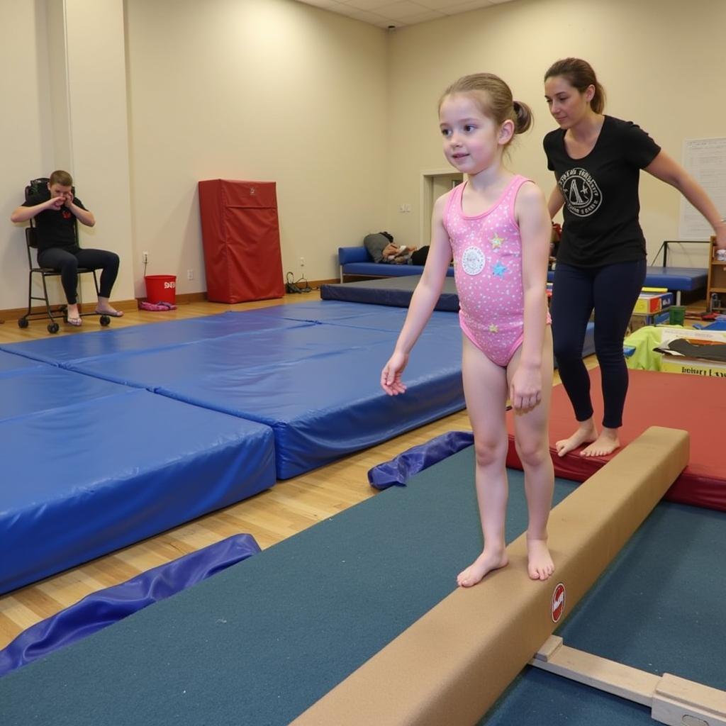 Safety measures when using a gymnastics beam