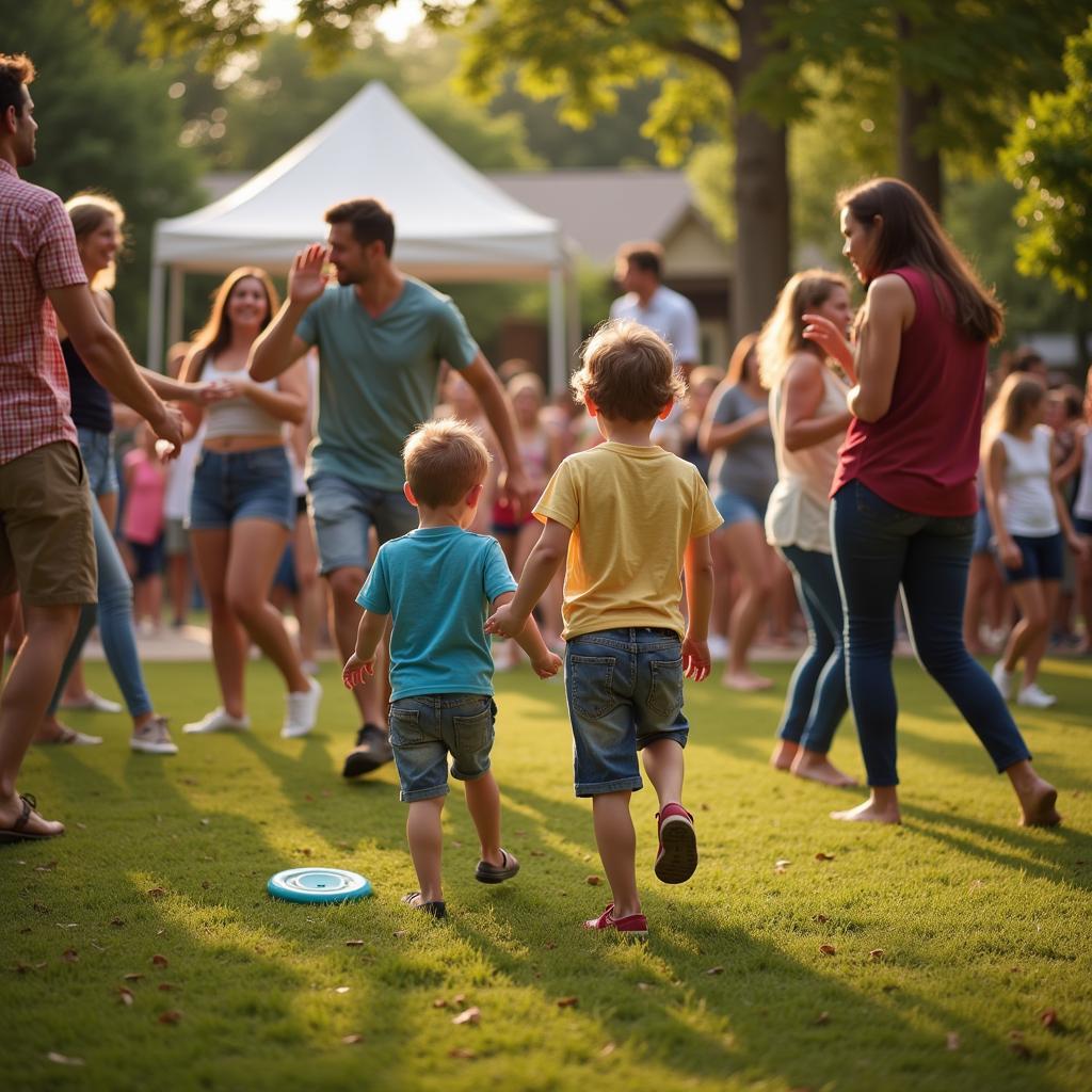 Families enjoying themselves at a Country Music Festival 