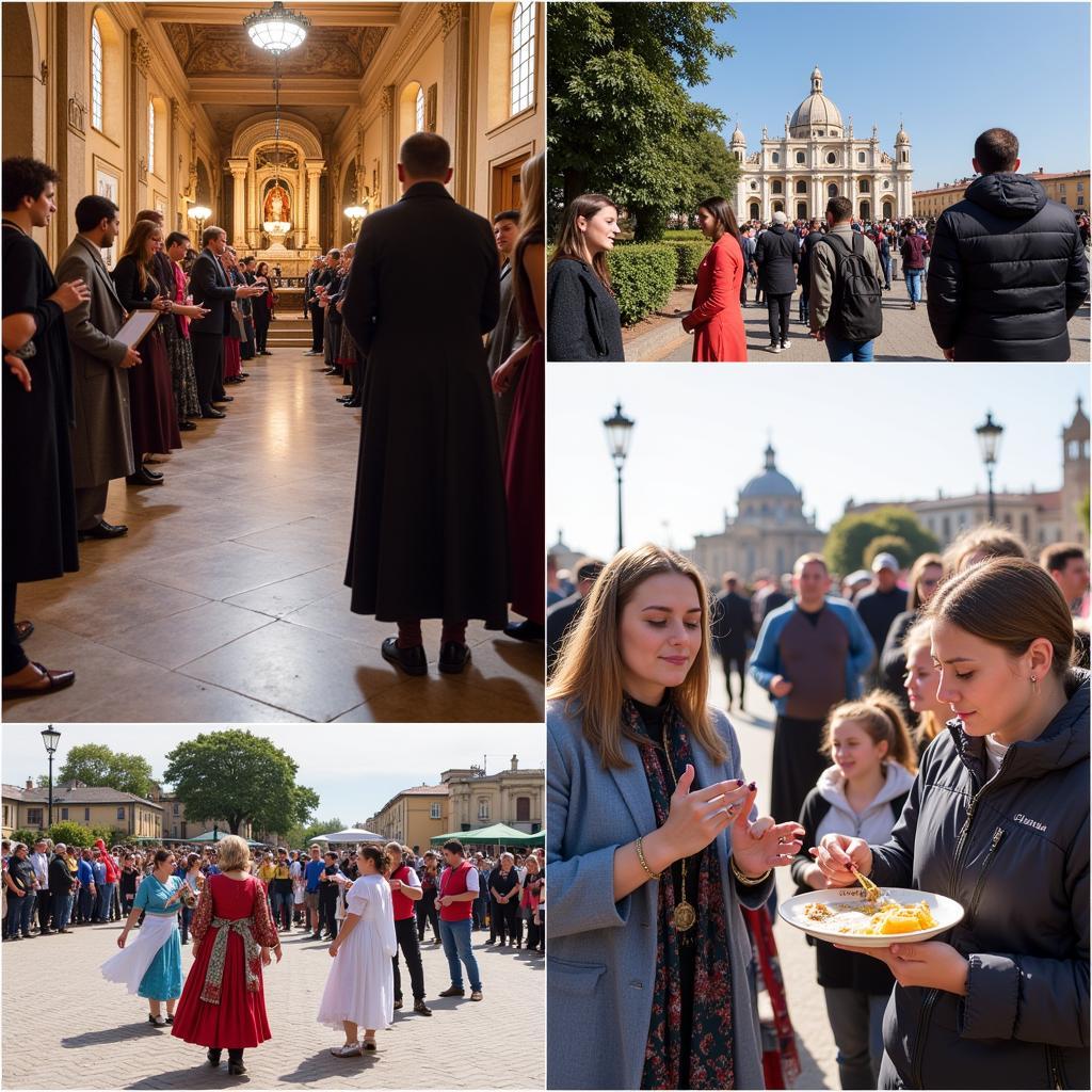 Pilgrims participating in various activities during the pilgrimage 